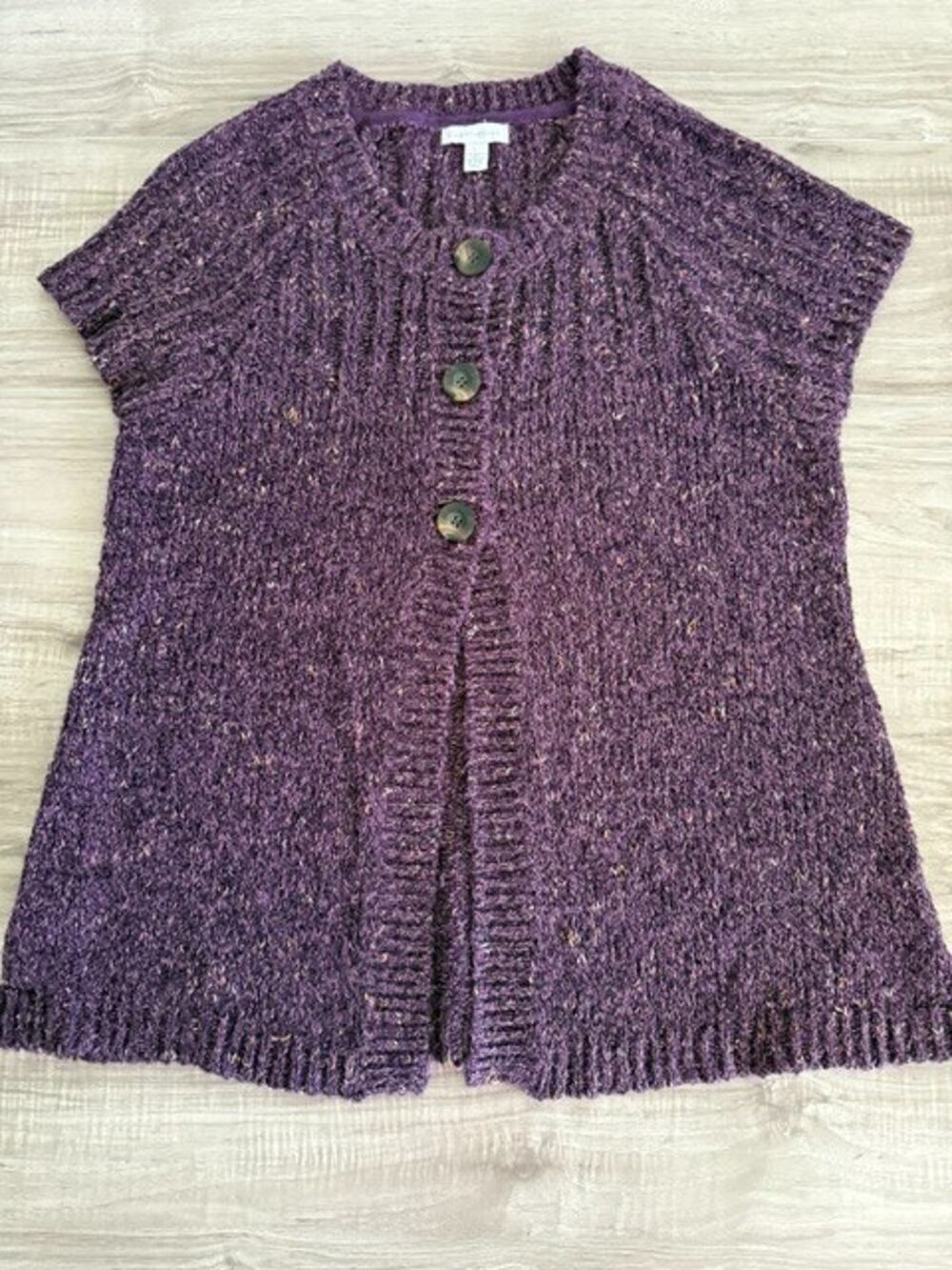 Charter Club Women's Wool Blend Short Sleeve Cardigan Sweater - Size Large